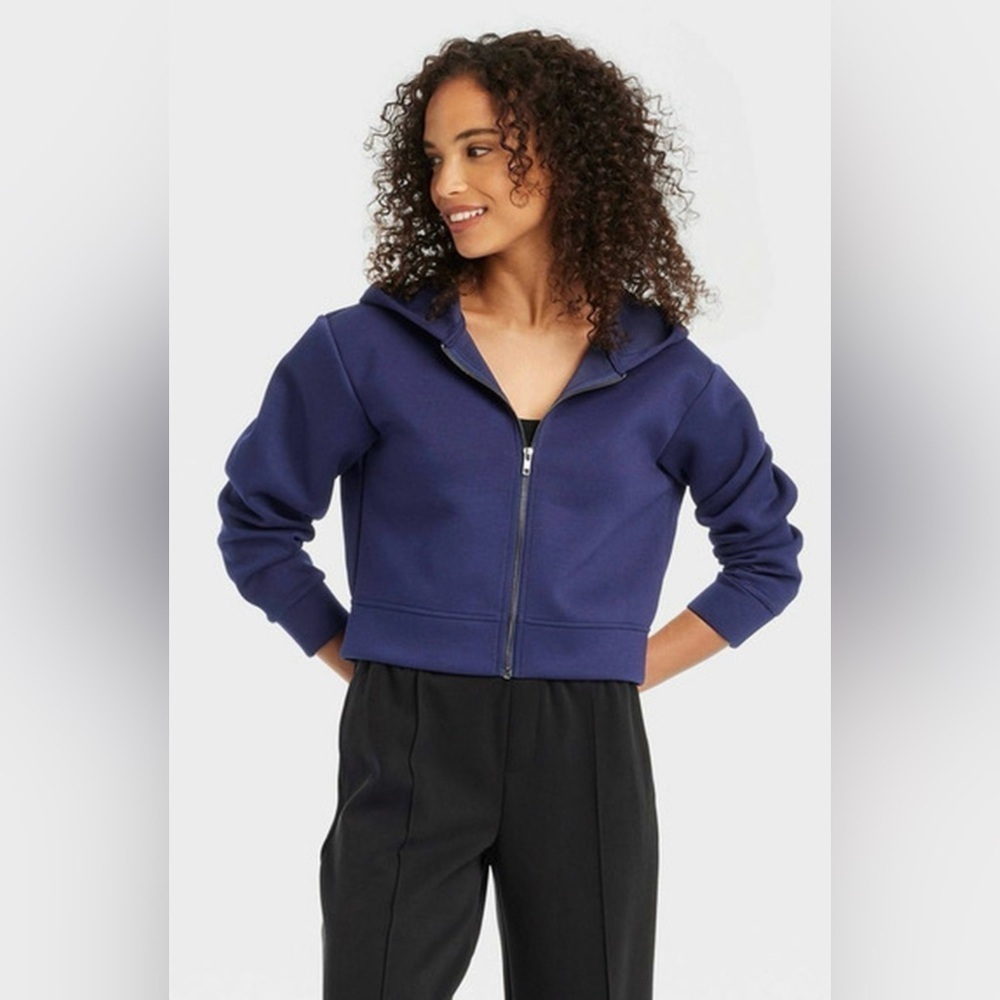 Size XL A new day Women's Navy Zip up sweater with hoodie
